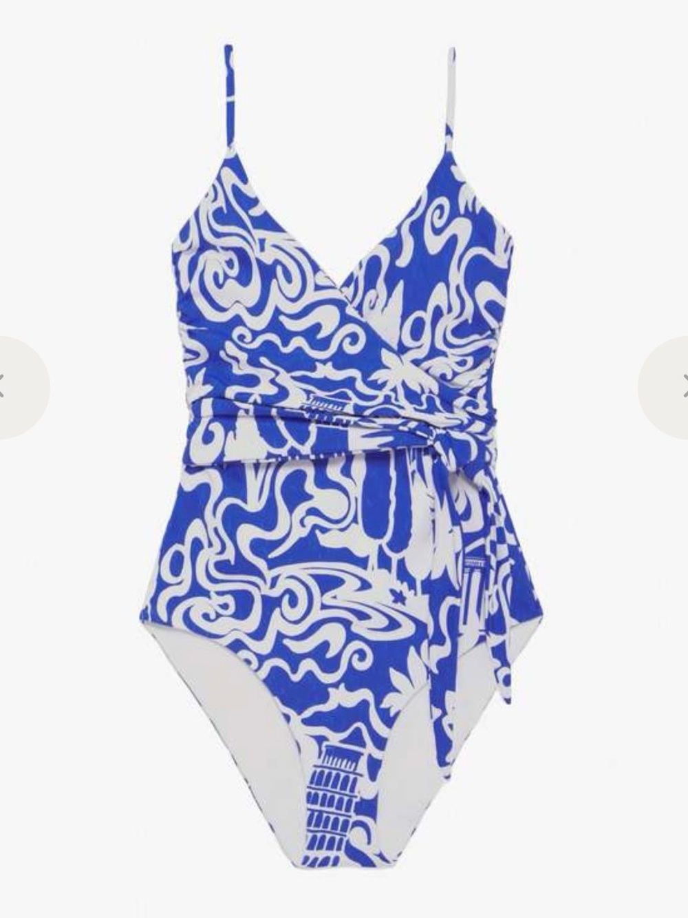Mara Hoffman Blue & White Printed Wrap One-Piece Swimsuit